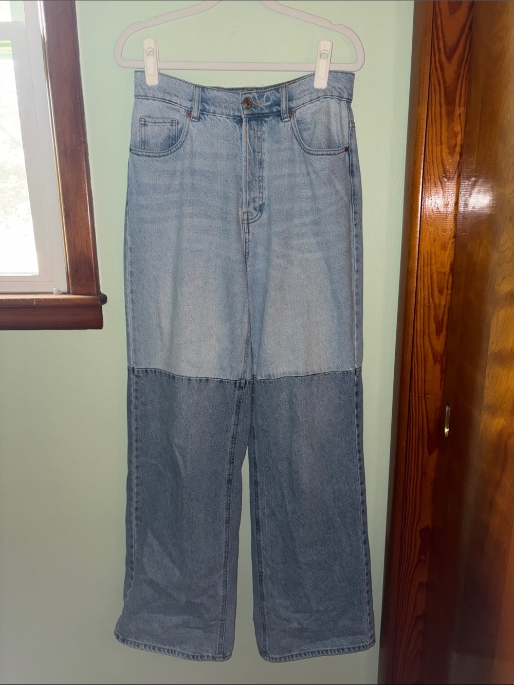 PacSun Two-Tone Light Blue Wide-Leg Jeans